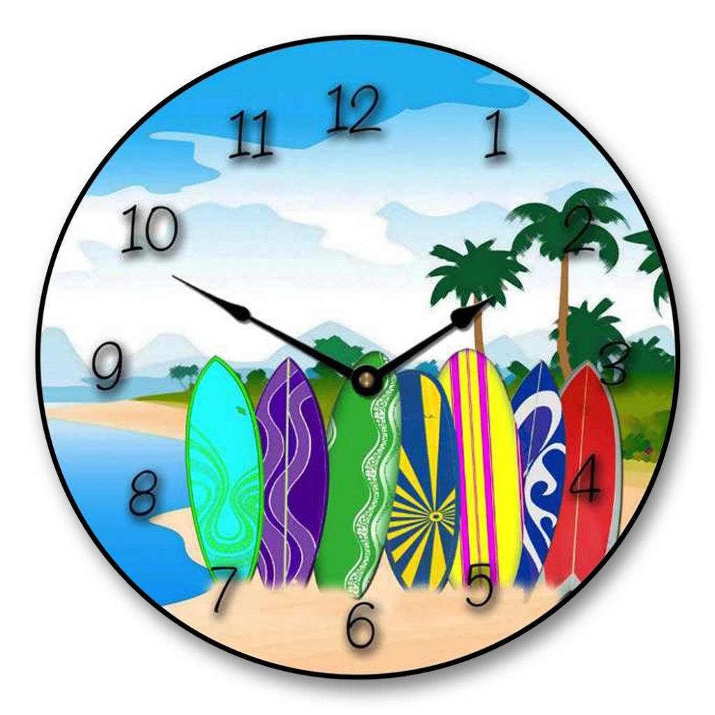 il_fullxfull.1000908155_jblc.jpg Surfboard Wall Clock - Image 1