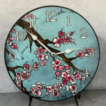 Cherry Blossom Blue Wall Clock