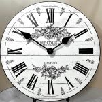 Barnwood Floral White Wall Clock