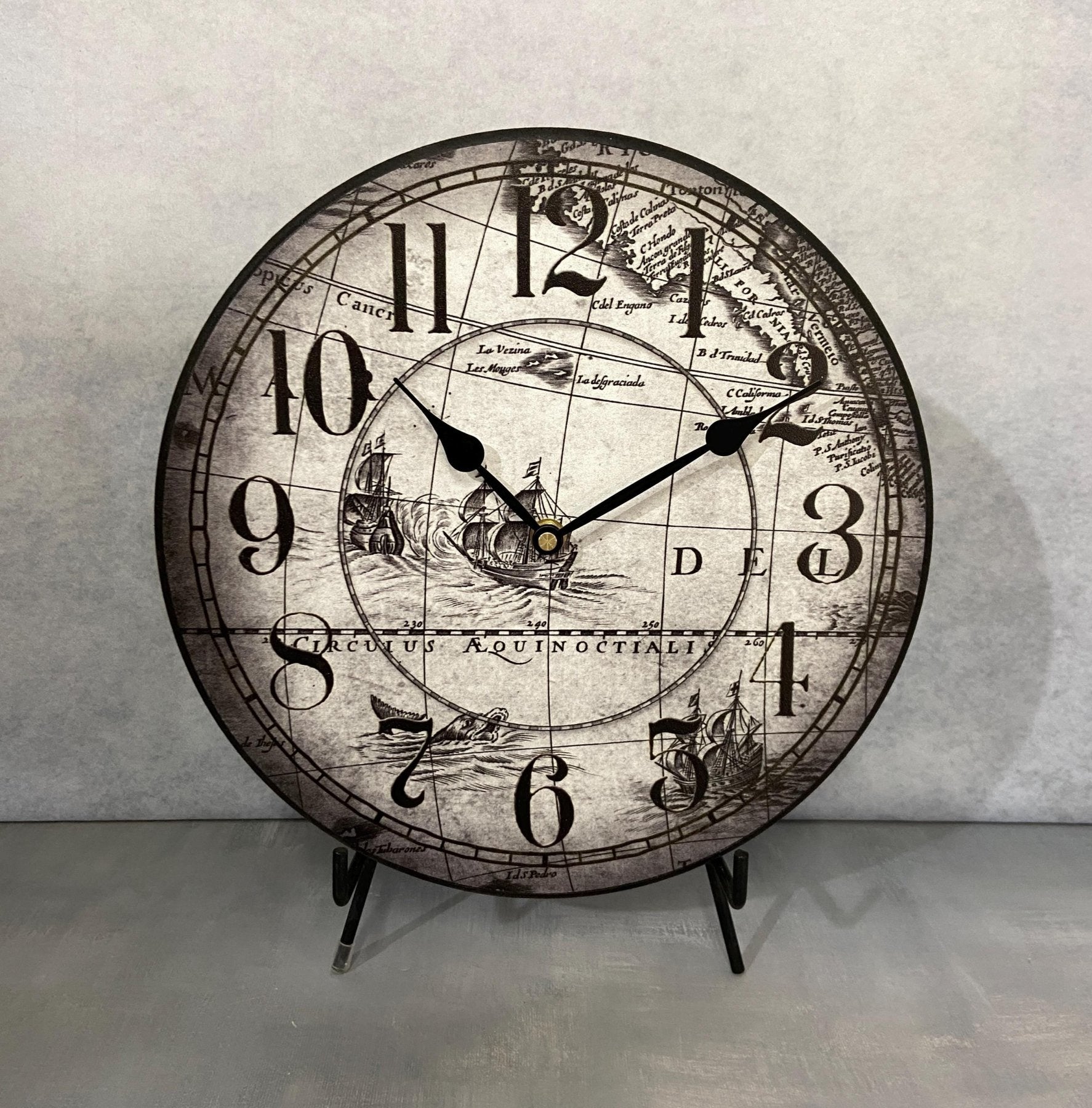 il_fullxfull.6283961926_fhux.jpg Gray Map Wall Clock - Image 1