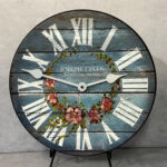Barnwood Blue Floral Wall Clock