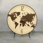 Birch Grain World Map Clock