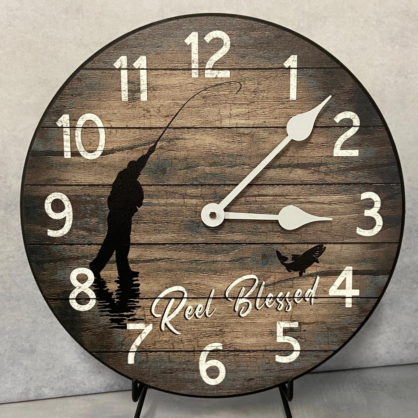il_fullxfull.6334566997_rbhx.jpg Reel Blessed Fishing Wall Clock - Image 1