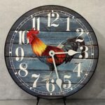 Barnwood Blue Rooster Wall Clock